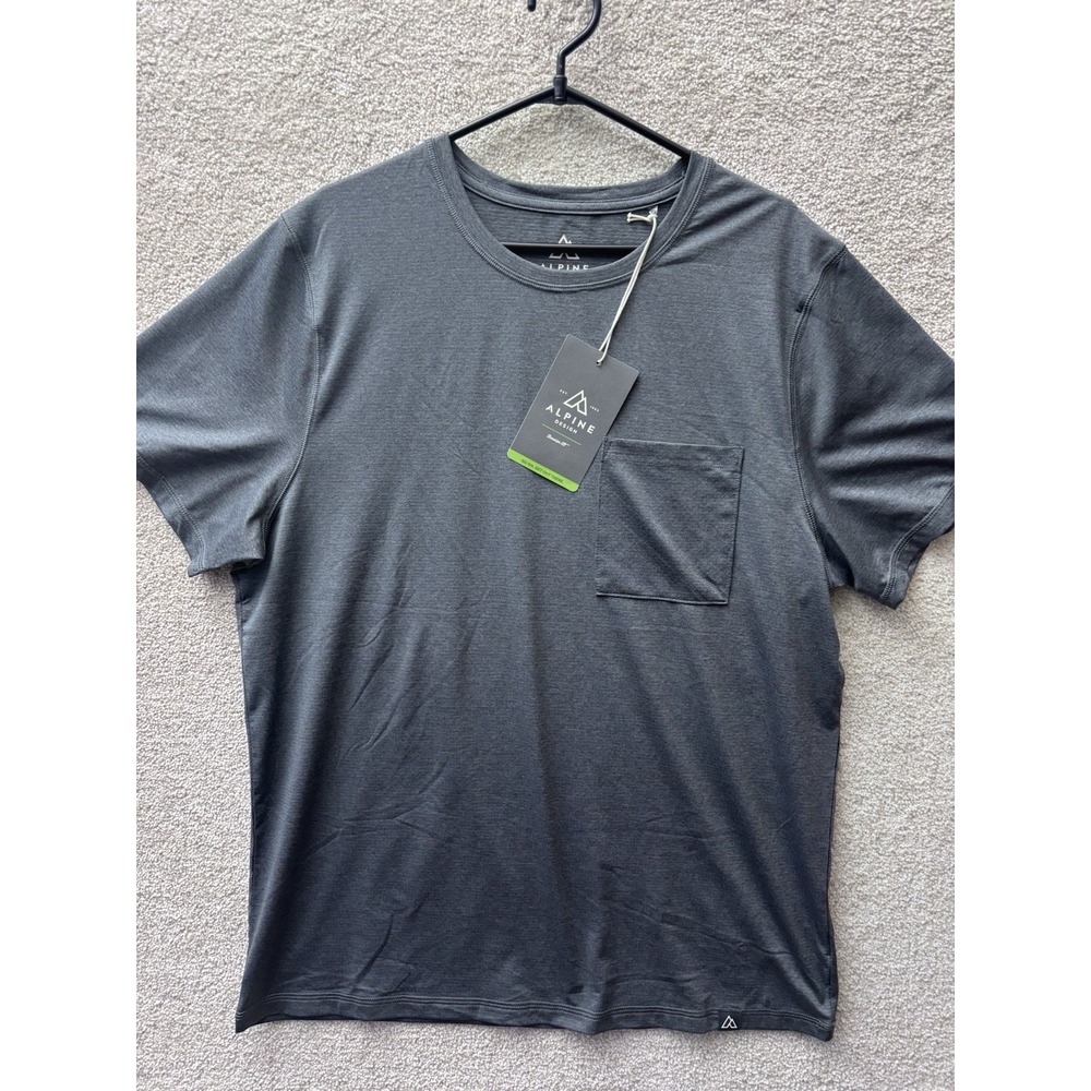 Alpine Design Active Pocket Tee Men MED Asphalt Gray UPF 30+ Performance Shirt - Picture 2 of 7